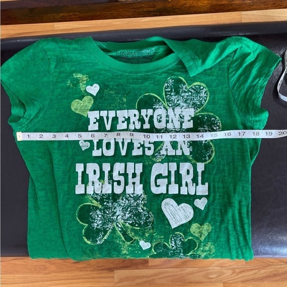 Rocker Girl Burnt out cap sleeve St. Patrick day shamrock Irish Tee Shirt Jr XXL - Picture 10 of 12